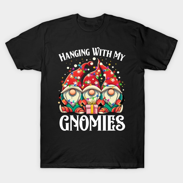 Funny Christmas Gnome Hanging With My Gnomies Family Pajamas T-Shirt by ArifLeleu